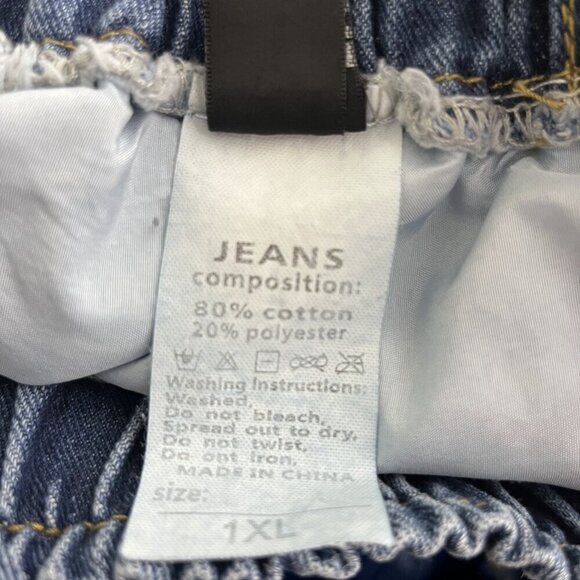 2/$24 SHEIN EZwear Washed Turn Up Hem Denim Shorts High Rise Navy Wash XL #8950 - Picture 9 of 10